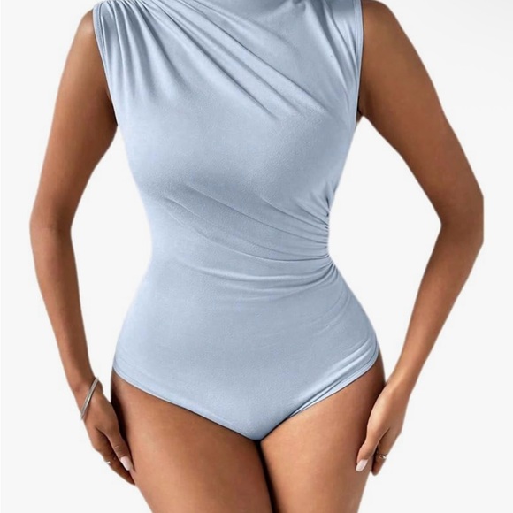 Elegant Light Blue Sleeveless Bodysuit NWOT - Picture 1 of 6